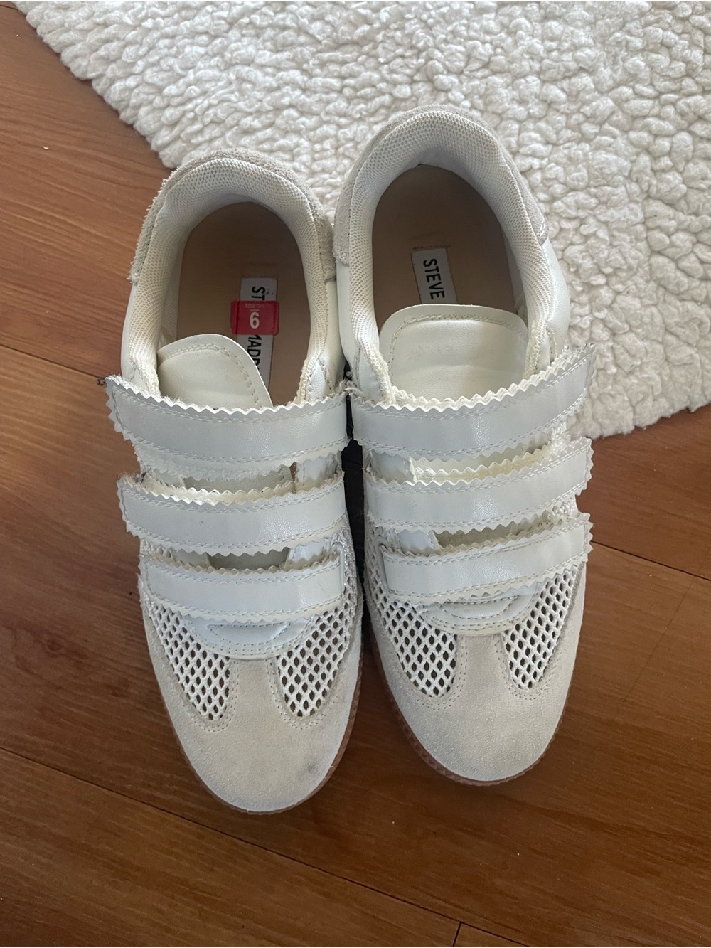 Steve Madden White Triple-Strap Mesh & Suede Sneakers - Picture 3 of 5